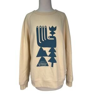 REI-Co-op by Nature Graphic Print Cream Pullover Fleece Sweatshirt Mens Large